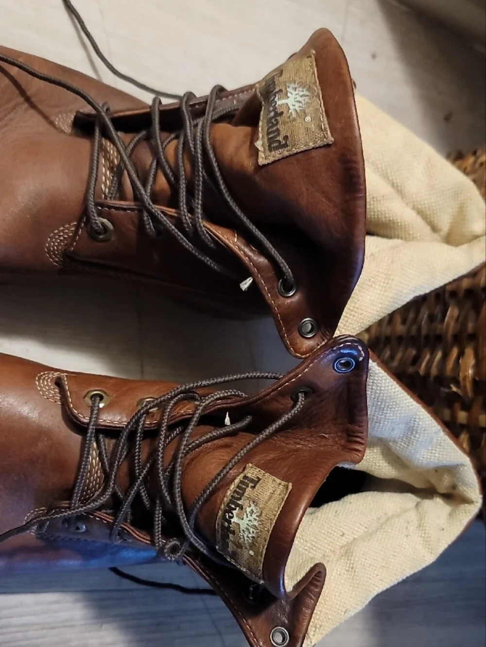 Timberland Men’s Chestnut Leather Lace-Up Work Boots
